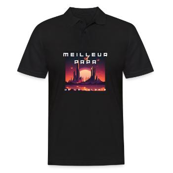 Meilleur Papa de la Galaxie - Polo Homme - noir - Devant - Kai (181cm)