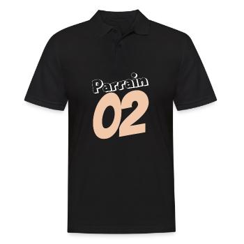 Parrain02 Typographie Peach - Polo Homme - noir - Devant - Kai (181cm)
