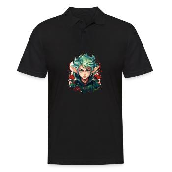 Elven Portrait with Long Ears Fantasy Shirt - Men's Polo Shirt - black - Front - Kai (181cm)