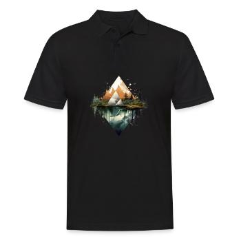 Montagnes Géométriques et Reflets - Polo Homme - noir - Devant - Kai (181cm)
