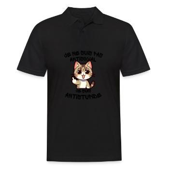 Chat coquin doigt levé - Polo Homme - noir - Devant - Kai (181cm)