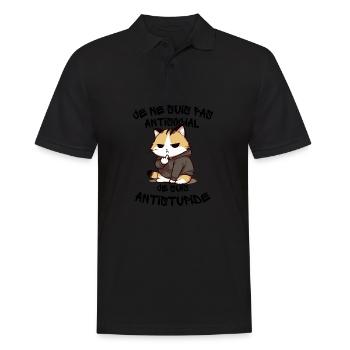 Chat Rebelle Hoodie Grinçant - Polo Homme - noir - Devant - Kai (181cm)