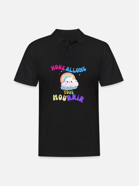 Nuage Arc-en-Ciel Mignon et Mordant - Polo Homme - noir