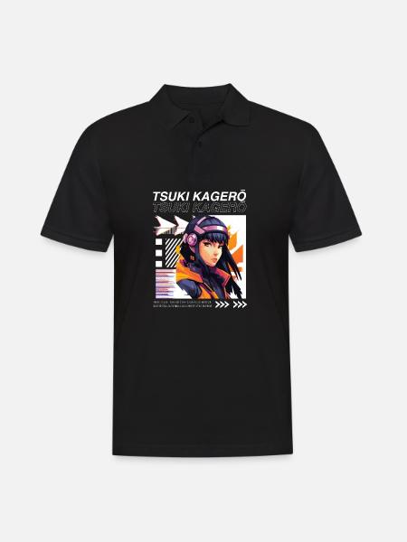 Héroïne Néo-Cyber Anime DJ - Polo Homme - noir