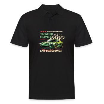 Voie Rapide Verte: Voiture Flamboyante - Polo Homme - noir - Devant - Kai (181cm)