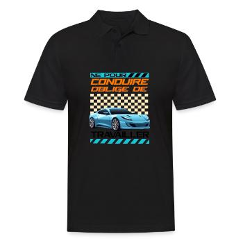 Voiture sportive néon rétro racing - Polo Homme - noir - Devant - Kai (181cm)