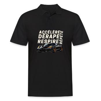 Voiture sport et lettres dynamiques - Polo Homme - noir - Devant - Kai (181cm)