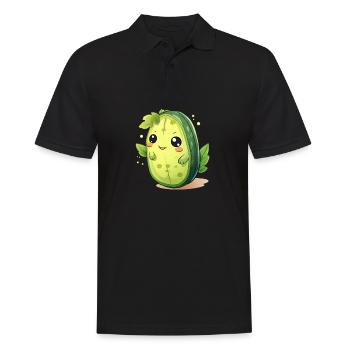 Homme concombre de cactus de Kawaii – Design mignon - Polo Homme - noir - Devant - Kai (181cm)