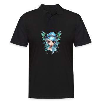 Fée Papillon aux cheveux bleus – Fantaisie - Polo Homme - noir - Devant - Kai (181cm)