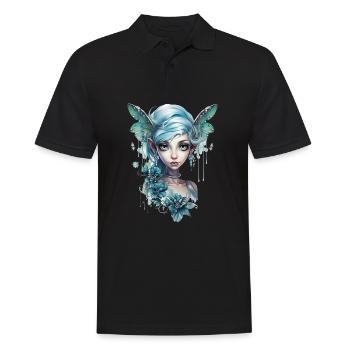 Fée aux cheveux bleus et aux grands yeux – Fantasy - Polo Homme - noir - Devant - Kai (181cm)