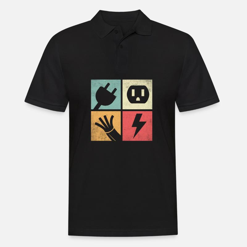 Steckverbinder & Pastellblitze - Männer Poloshirt - Schwarz