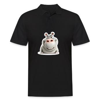 Chemise drôle d’hippopotame drôle d’animal souriant - Polo Homme - noir - Devant - Kai (181cm)