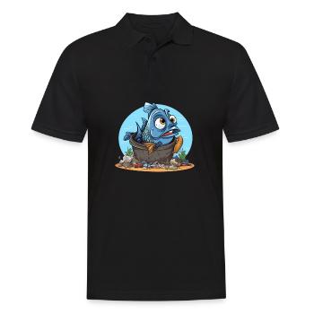 Verzweifelter Fisch Umweltverschmutzung Shirt - Männer Poloshirt - Schwarz - Vorne - Kai (181cm)