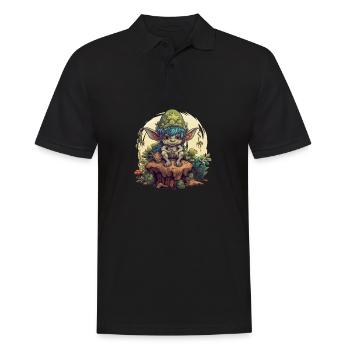 Mushroom Leprechaun Tree Trunk Forest Fantasy Shirt - Men's Polo Shirt - black - Front - Kai (181cm)
