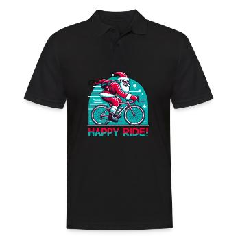 Happy Ride Chrsitmas St. Nicholas on the road bike - Men's Polo Shirt - black - Front - Kai (181cm)
