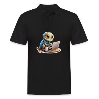 Cute Gecko Internet Coffee Nerd Funny Shirt - Men's Polo Shirt - black - Front - Kai (181cm)