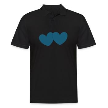 blue heart 2 hearts valentine's day - Men's Polo Shirt - black - Front - Kai (181cm)