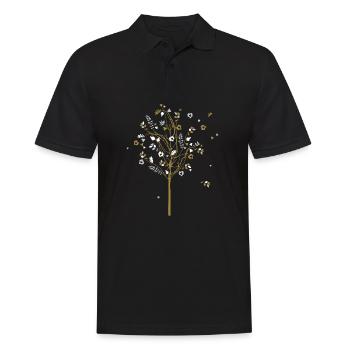 Moderne feine Baumgrafik - Männer Poloshirt - Schwarz - Vorne - Kai (181cm)