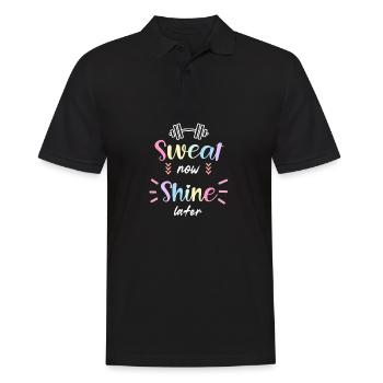 Schweiß jetzt glänzt später Fitnessstudio-Design - Männer Poloshirt - Schwarz - Vorne - Kai (181cm)