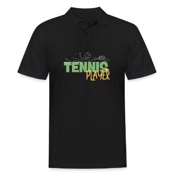 Tennis Player Stickman Tee Art - Men's Polo Shirt - black - Front - Kai (181cm)