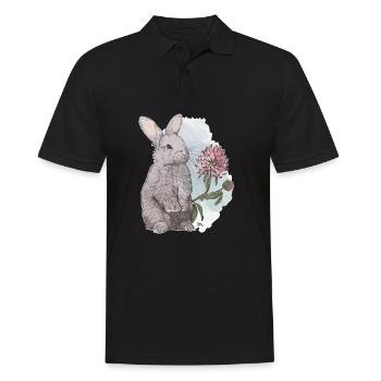 Veganuary 2024 Kaninchen - Männer Poloshirt - Schwarz - Vorne - Kai (181cm)
