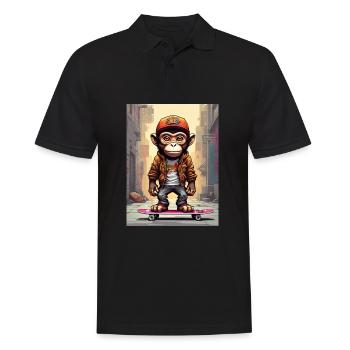Skate-Monkey im Großstadt-Style - Männer Poloshirt - Schwarz - Vorne - Kai (181cm)