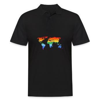 Regenbogen-Weltkarte Pride - Männer Poloshirt - Schwarz - Vorne - Kai (181cm)