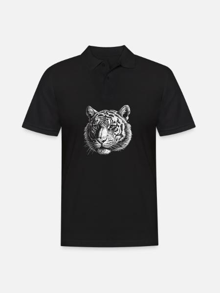 Weißer Tigerkopf - Männer Poloshirt - Schwarz