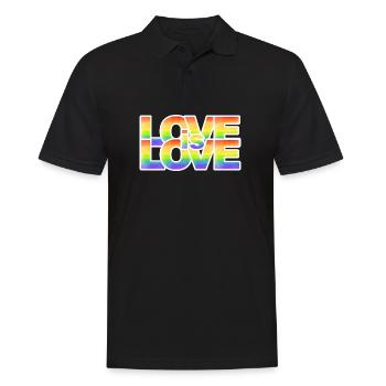 Regenbogen Liebe Schriftzug - Männer Poloshirt - Schwarz - Vorne - Kai (181cm)