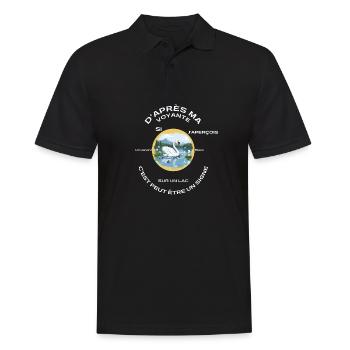 Cygne sur lac doré rond - Polo Homme - noir - Devant - Kai (181cm)