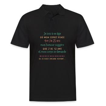 Âge et humour esprit jeune - Polo Homme - noir - Devant - Kai (181cm)