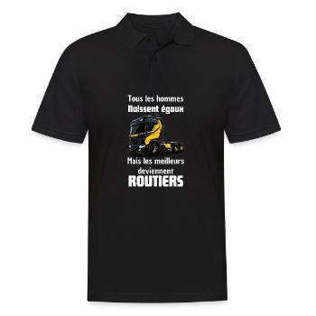 Routiers Élite: Camion Gagnant - Polo Homme - noir - Devant - Kai (181cm)