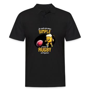Rugby et Apéro Cartoon Bière - Polo Homme - noir - Devant - Kai (181cm)