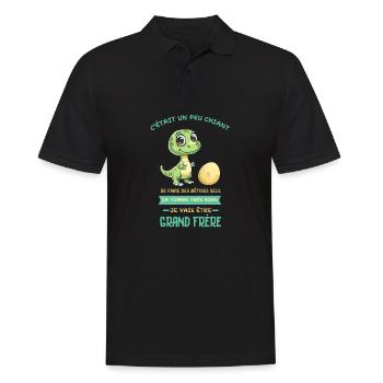 Dino mignon, Grand frère arrive - Polo Homme - noir - Devant - Kai (181cm)