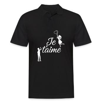 Ich liebe dich - Männer Poloshirt - Schwarz - Vorne - Kai (181cm)
