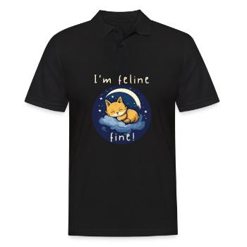 Feline Fine Moonlit Kitten - Männer Poloshirt - Schwarz - Vorne - Kai (181cm)