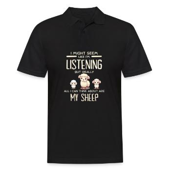Zuhören, aber an Schafe denken - Männer Poloshirt - Schwarz - Vorne - Kai (181cm)