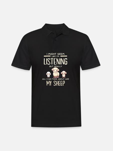 Écouter mais penser aux moutons - Polo Homme - noir