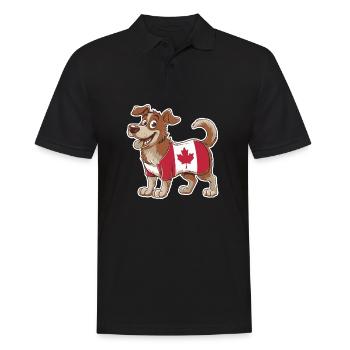 Chien aux couleurs du drapeau canadien 2026 - Polo Homme - noir - Devant - Kai (181cm)