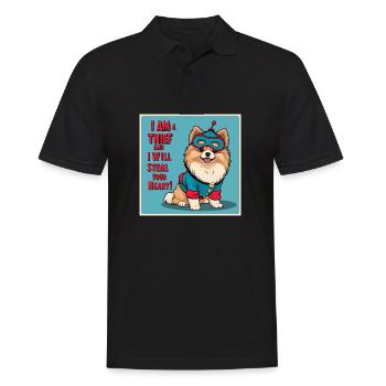 Hund im Superheldenkostüm - Männer Poloshirt - Schwarz - Vorne - Kai (181cm)