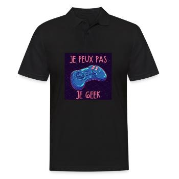 Je peux pas je geek — Manette neon - Polo Homme - noir - Devant - Kai (181cm)