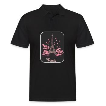 Eiffel der rosa Blüte in Paris - Männer Poloshirt - Schwarz - Vorne - Kai (181cm)