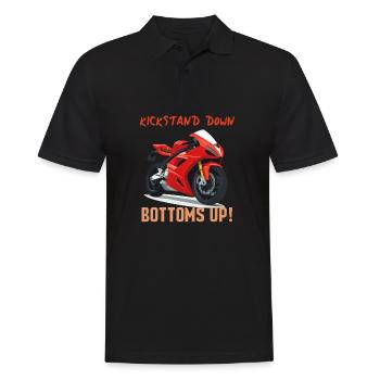 Kickstand Down Bottoms Up Moto - Polo Homme - noir - Devant - Kai (181cm)