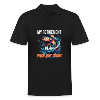 Mon plan de retraite : poisson et bière - Polo Homme - noir - Devant - Kai (181cm)