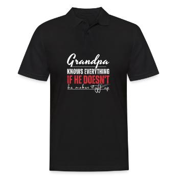 Opa weiß alles Zitat - Männer Poloshirt - Schwarz - Vorne - Kai (181cm)