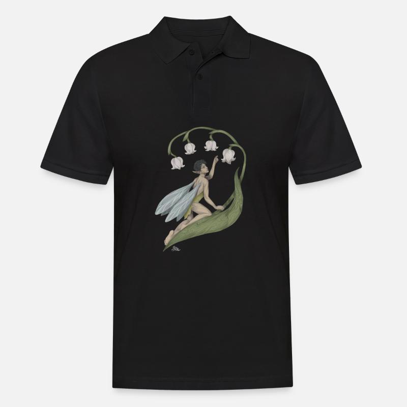 Pixie mit Maiglöckchen - Männer Poloshirt - Schwarz