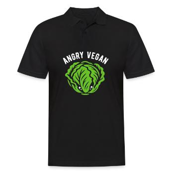 Salat - Angry vegan - Vegane Ernährung - Männer Poloshirt - Schwarz - Vorne - Kai (181cm)