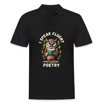 Je parle couramment la poésie, hibou lettré - Polo Homme - noir - Devant - Kai (181cm)