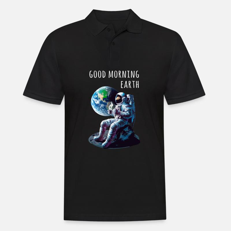 Guten Morgen Erde Astronaut - Männer Poloshirt - Schwarz