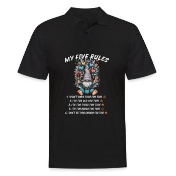5 règles d’un gnome amusant - Polo Homme - noir - Devant - Kai (181cm)